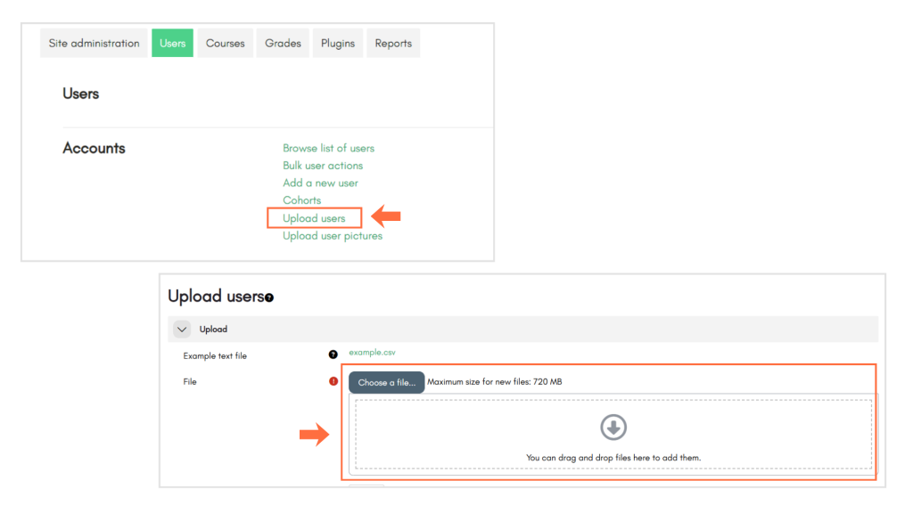 import user moodle